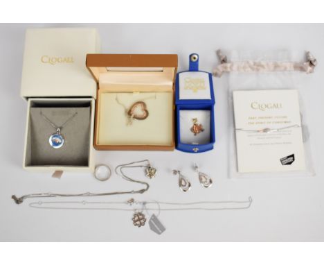 Five silver Clogau necklaces including three in original packaging, together with a Clogau silver ring, pair of silver Clogau