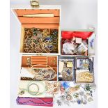 A large collection of costume jewellery including Art Deco crystal necklace, diamanté necklaces,