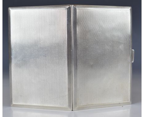 Art Deco hallmarked silver cigarette case with engine turned decoration, Chester 1928, maker&nbsp;Cohen &amp; Charles, length