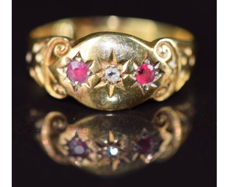 Edwardian 18ct gold ring set with a diamond and paste, Chester 1906, 1.8g, size K&nbsp;