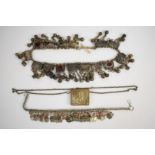 Eastern white metal tribal necklace possibly from Oman, Berber necklace made up of links in the from