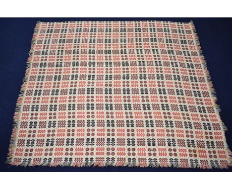 Rhydybont Mill vintage Welsh tapestry woollen blanket woven in orange, yellow, white and black Portcullis / Caernarfon patter