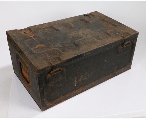 Second World War metal ammunition crate, dated 1942,containing, a selection of 1937 Pattern Webbing, universal pouches x 3, b