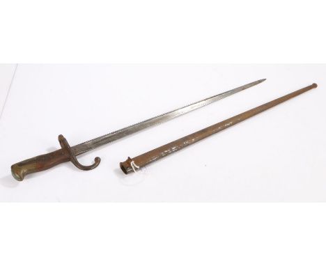 French 1874 pattern Gras Bayonet, made at the Saint Étienne arsenal, maker and date for April 1879 engraved on spine, number 