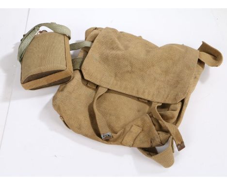 British 1937 Pattern large pack, marked 'J&amp;AM 1942' with broad arrow to interior, together with a 1937 Pattern water bott