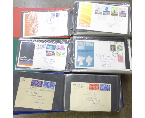 Three albums of first day covers, 230 1938-82 and three pre-stamp mail 