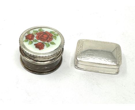 2 vintage silver pill boxes inc enamel