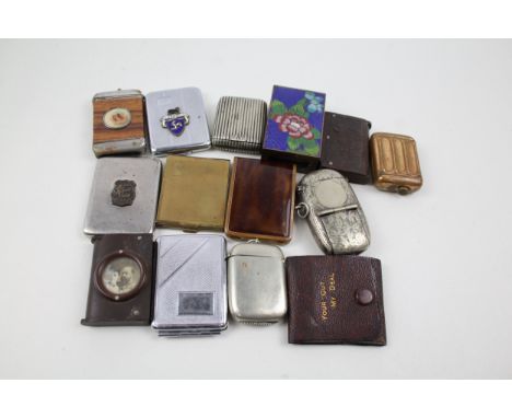 Vesta Case Job Lot Inc Vintage &amp; Antique Vulcanite Combi Crested Enamel Etc x 14