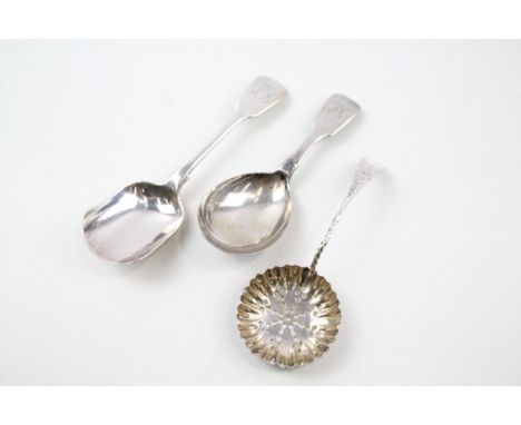 3 x .925 sterling spoons inc caddy, georgian, victorian etc