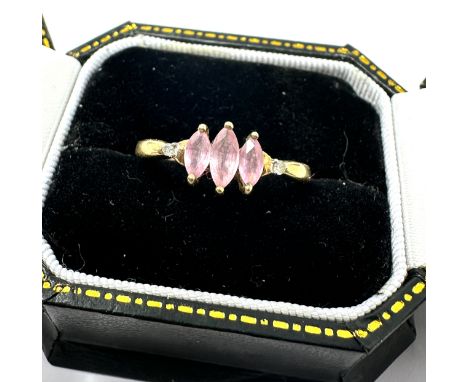9ct gold amethyst & diamond ring weight 1.5g