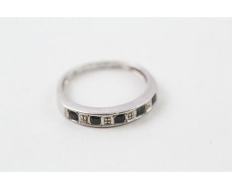 9ct gold sapphire &amp; diamond half eternity ring (2.1g)