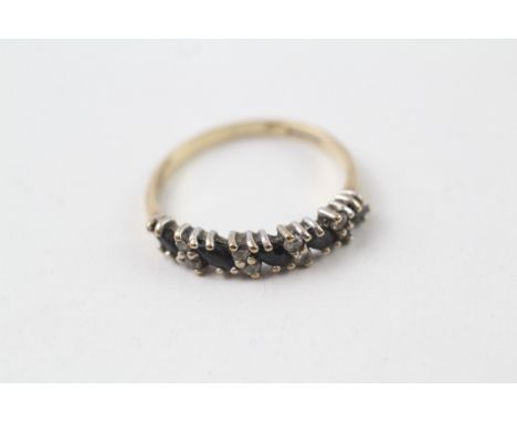 9ct gold sapphire &amp; cubic zirconia half eternity ring (1.7g)