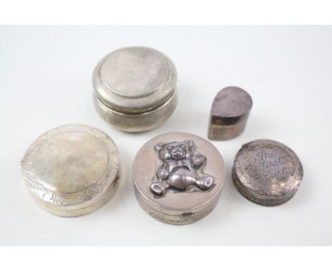 5 x .925 sterling silver pill / trinket boxes