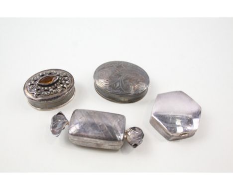 4 x .925 sterling silver pill / trinket boxes
