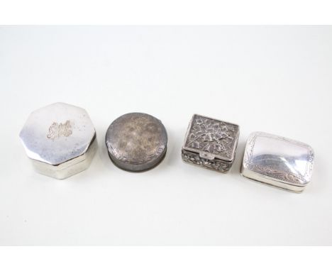 4 x .925 sterling silver pill / trinket boxes