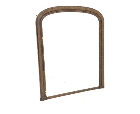 Victorian arch top overmantel mirror, the frame with gilt decoration 99cm x 120cm