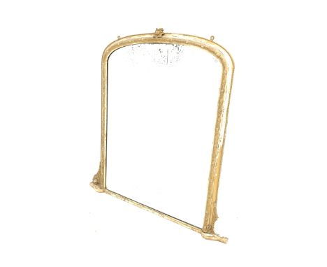 Victorian arched giltwood overmantel mirror, 115cm x 120cm