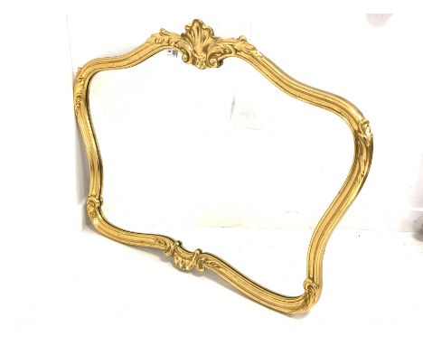 18th century design wall mirror, the gilt frame of serpentine form centred by shell pediment 102cm x 78cm