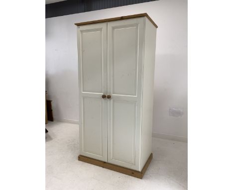 Pine double wardrobe with interior fitted for hanging W90cm, H179cm, D54cm