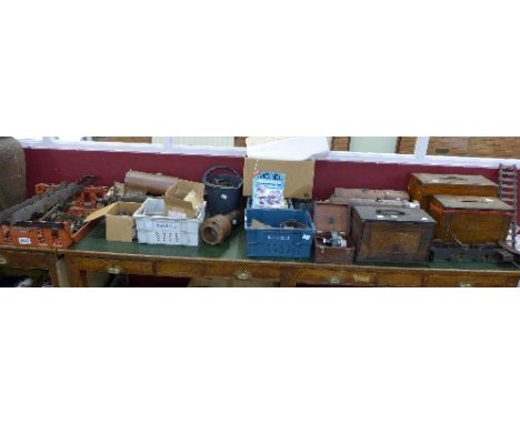 A live steam model railway project, scratch built parts, boilers, bogies, wheels, other parts, plans, magazines, tools includ