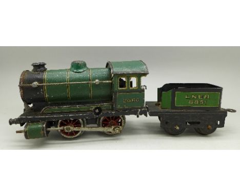 A Bing clockwork model rail engine, 2466 with LNER 8851 tender