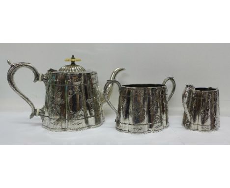 An E.P.B.M. three piece tea service
