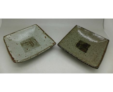 Two Janet Leach studio pottery bowls with leaflet