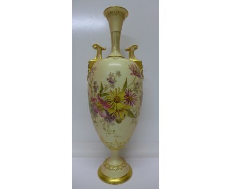 A Royal Worcester vase, shape 1935, early 20th Century, 34cm