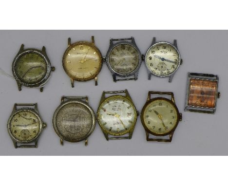 Nine manual wind wristwatches, a/f