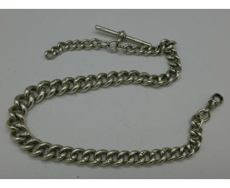 A graduated silver Albert chain, 69g