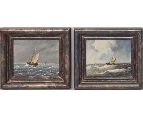 Demmin, Erich (1911 Ivenack - Berlin 1997) Paar Ölgemälde: Segelboote auf hoher See. Öl/Holz, je li. u. sign. und verso Stemp