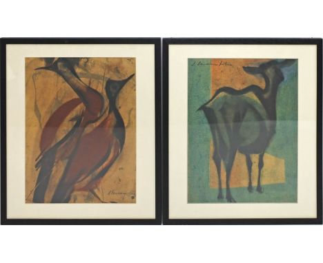 Stolterfoht, Egon (1912 Hamburg - Berlin 1986) Drei Mischtechniken: "Paradiesvögel", "Ziege" und "Ibis", so auf Etikett betit