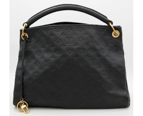 Bag "Artsy MM", Louis Vuitton. Schwarzes Monogram Empreint-Leder, goldfarbene Hardware, gem. "LOUIS VUITTON". Gerollter Trage