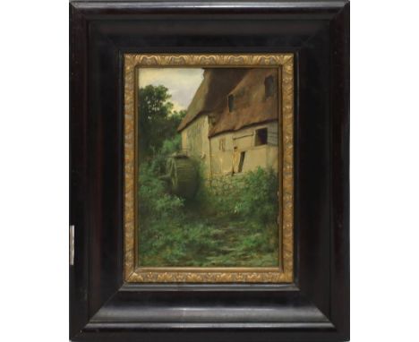 Vorgang, Paul (1860 Berlin 1927), wohl "Alte Wassermühle", so verso in Galerie-Beschreibung betitelt. Öl/Holztafel, verso bez