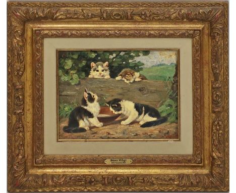 Kögl, Benno (1892 München 1969) Vier spielende Kitten. Öl/Lwd., re. u. sign. 18,5x 24 cm. R.