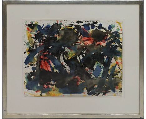 Grochowiak, Thomas (1914 Recklinghausen - Karlsruhe 2012) Komposition ohne Titel. Mischtechnik/Papier, re. u. mit Bleistift s