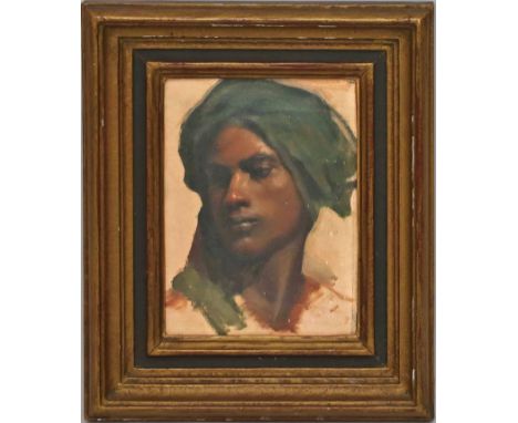 Unbekannter Maler (um 1900) Portrait eines jungen Orientalen. Öl/Lwd. Ca. 21,5x 16 cm. R.