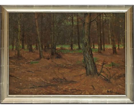Hünten, Max (1869 Düsseldorf 1936) "Reken (Westfalen)", so verso betitelt und sign. Öl/Karton, re. u. sign. 37x 50 cm. R.