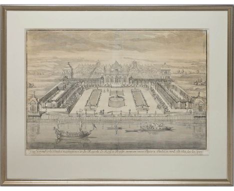Boecklin, Johann Christoph (1657 Augsburg - Leipzig 1709) "Vue generale de la maison du plaisance de la Majesté le Roy de Pru