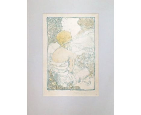 Brangwyn, Frank William (1867 Brügge - Ditchling 1956) "La Joueuse de Flute". Farblithographie/Papier (Alters- und Gebrauchss