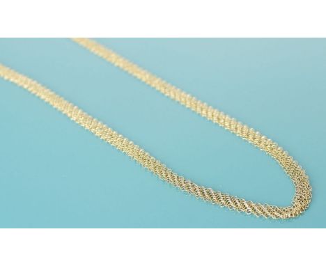 Feine, lange Halskette, Tiffany & Co. 750/000 GG, ca. 13,4 g. Netzkette "Mesh Chain" aus der Kollektion Elsa Peretti. Gem. Ti