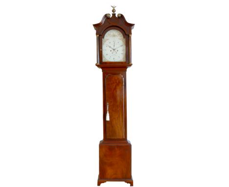 T. Pilch, North Walsham, a George III mahogany 'Norfolk' type 8 day painted dial longcase clock, the arched 12" dial with sub