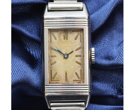 Le Coultre Reverso, an Art Deco ladies manual wind wristwatch, the silvered dial faintly signed REVERSO, with baton markings,