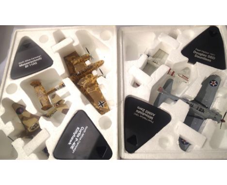 Atlas Editions two aircraft sets 2x, Dauntless and Mitsubishi Zero, Curtis Kittyhawk and ME 110G. P&amp;P Group 1 (£14+VAT fo