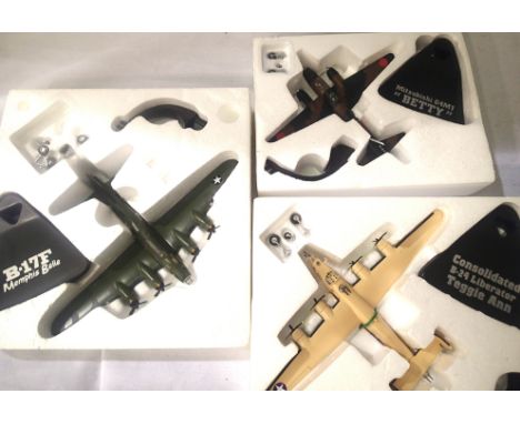 Three Atlas Editions aircraft B17F Memphis Belle, Liberator Teggie Ann and Mitsubishi G4M1 Betty. P&amp;P Group 1 (£14+VAT fo