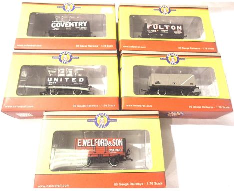 Five Oxford Rail OO scale wagons, all near mint, boxed. P&amp;P Group 1 (£14+VAT for the first lot and £1+VAT for subsequent 