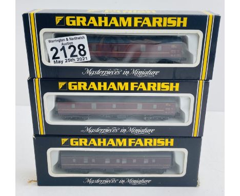 3x Graham Farish N Gauge 4101 57ft Assorted GUV Coaches Boxed  - P&amp;P Group 1 (£14+VAT for the first lot and £1+VAT for su