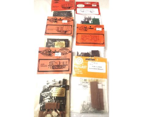 Six OO scale wagon kits; parkside x5, 21T coal, 21T mineral, parcels van, cattle open and a no cast LMS loco coal, all sealed