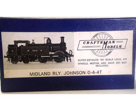 Locomotive kit OO scale metal Craftsman Models; Midland Johnson 0.4.4 tank, appears complete (unstarted) and wheels and motor