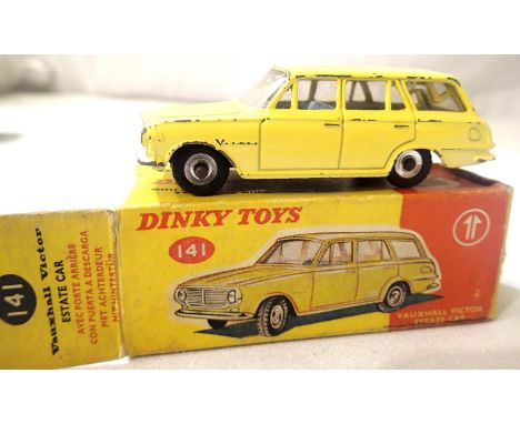 Dinky Toys 141 Vauxhall Victor Estate lemon, good condition with some chips, rubs etc, box is good with some rubs and scuffs.